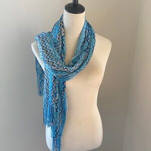 Missoni Classic Blue and White Zigzag Scarf